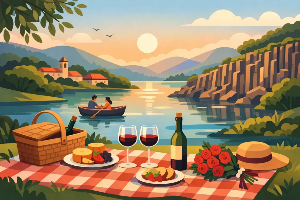 Picnic romántico con vino en Huasca